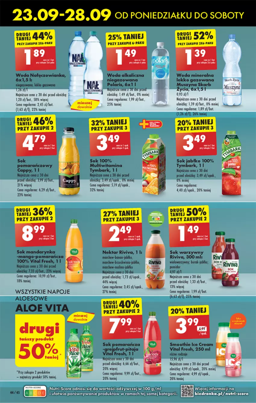 Gazetka promocyjna Biedronka - Od Poniedziałku - ważna 23.09 do 28.09.2024 - strona 54 - produkty: Cappy, Mango, Mus, Nałęczowianka, Napoje, Nektar, Smoothie, Sok, Szyna, Tymbark, Woda, Woda mineralna