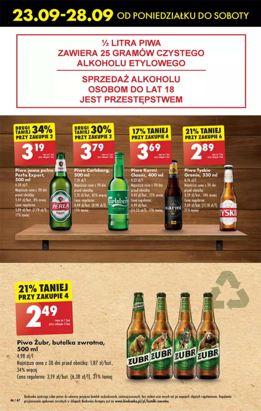 Gazetka promocyjna Biedronka - Od Poniedziałku - ważna 23.09 do 28.09.2024 - strona 56 - produkty: Carlsberg, Piwo, Piwo jasne, Ser, Tyskie