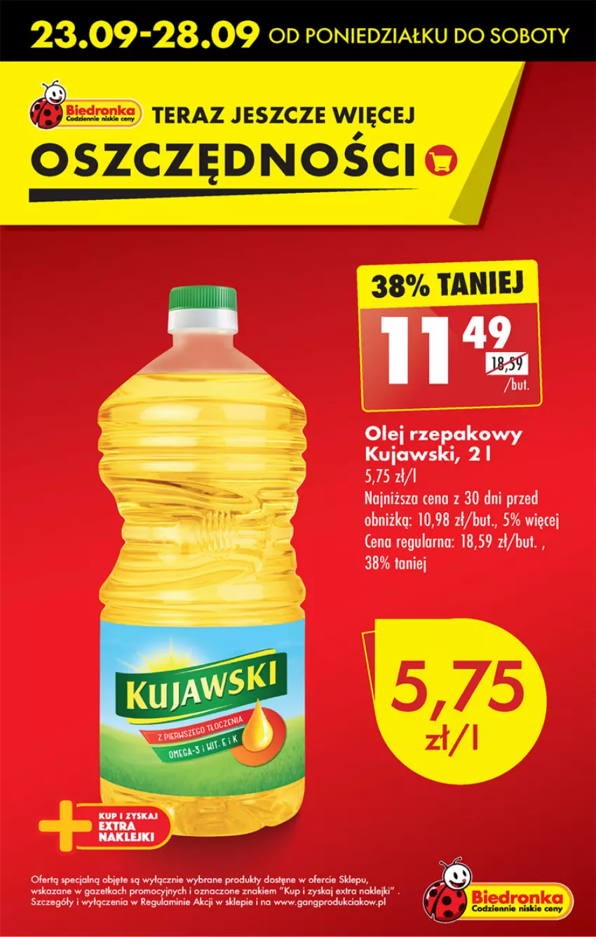 Gazetka promocyjna Biedronka - Od Poniedziałku - ważna 23.09 do 28.09.2024 - strona 9 - produkty: Klej, Kujawski, Olej, Olej rzepakowy, Tera