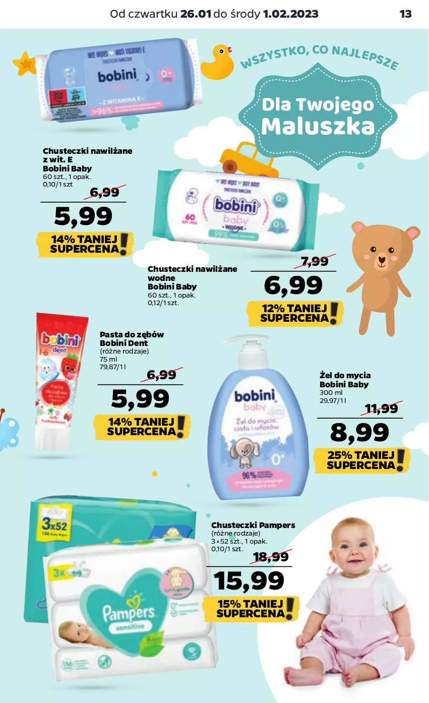 Gazetka promocyjna Netto - Artykuły spożywcze - ważna 26.01 do 01.02.2023 - strona 13 - produkty: Chusteczki, Pampers, Pasta do zębów