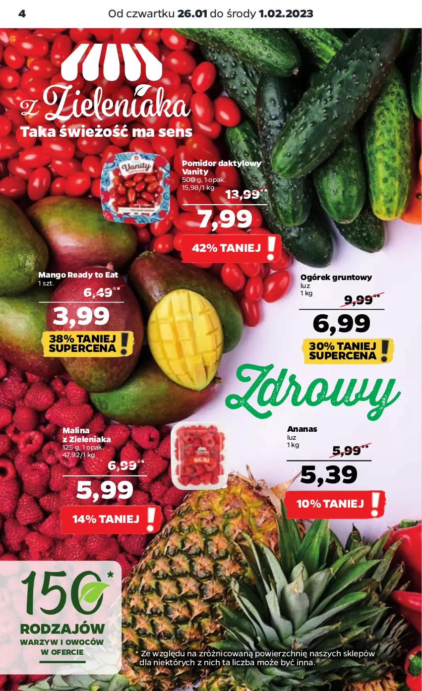 Gazetka promocyjna Netto - Artykuły spożywcze - ważna 26.01 do 01.02.2023 - strona 4 - produkty: Ananas, Grunt, Mango, Ogórek