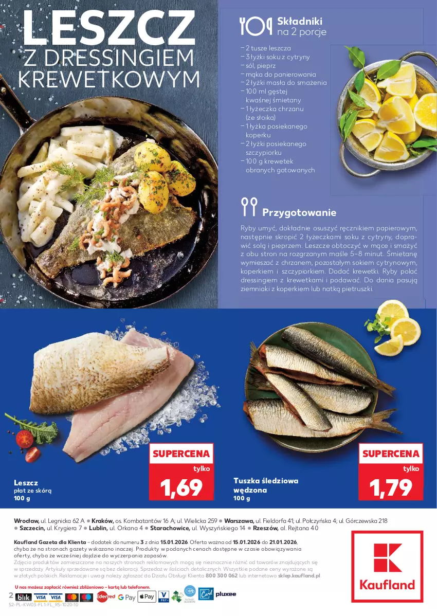 Gazetka promocyjna Kaufland - Kaufland - ważna 15.01 do 21.01.2026 - strona 2 - produkty: Chrzan, Cytryny, Dres, Fa, Krewetki, Mąka, Orka, Papier, Pieprz, Por, Ręcznik, Sok, Sól, Tusz, Tuszka śledziowa, Tuszka śledziowa wędzona, Wagi, Ziemniaki