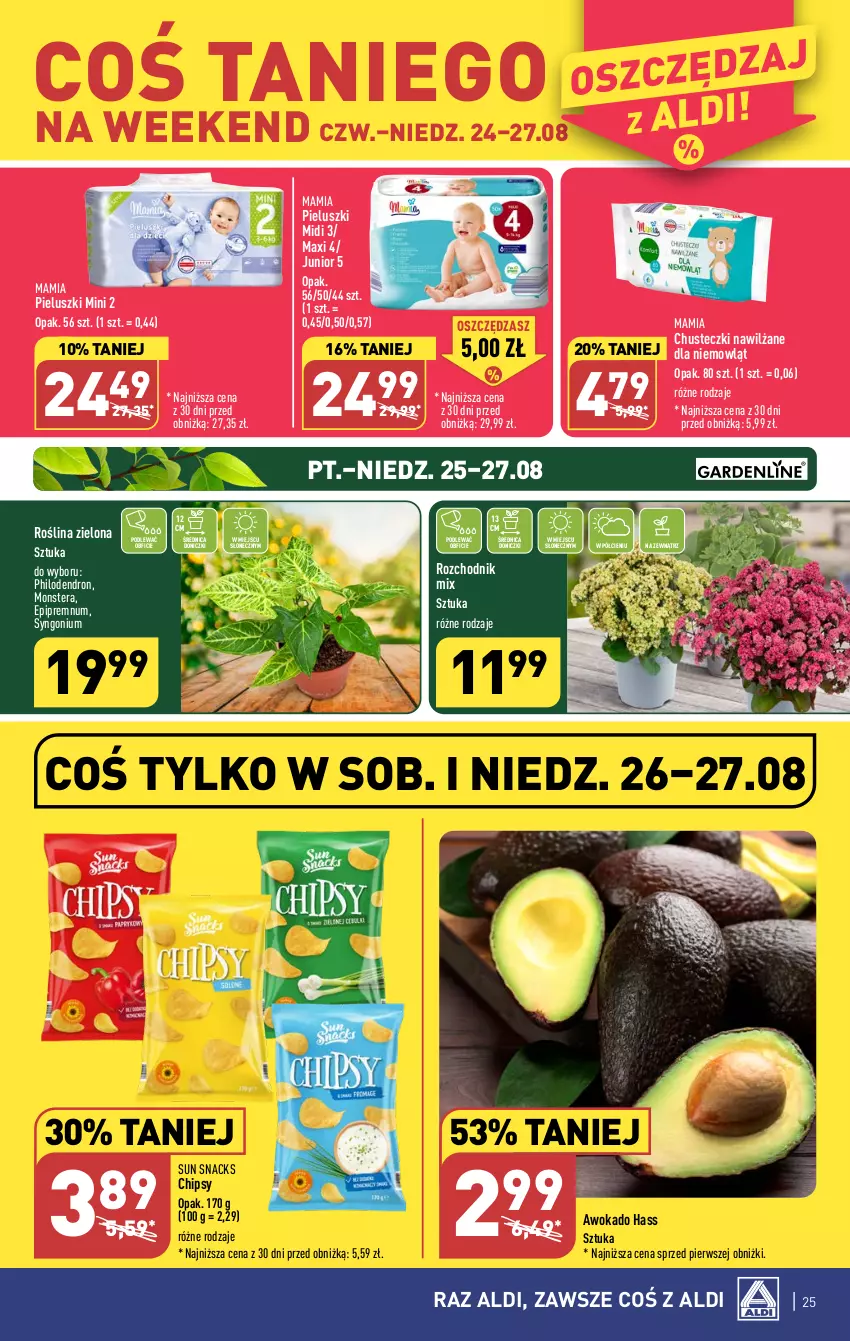 Gazetka promocyjna Aldi - Pełna oferta - ważna 21.08 do 27.08.2023 - strona 25 - produkty: Chipsy, Chodnik, Chusteczki, Tera