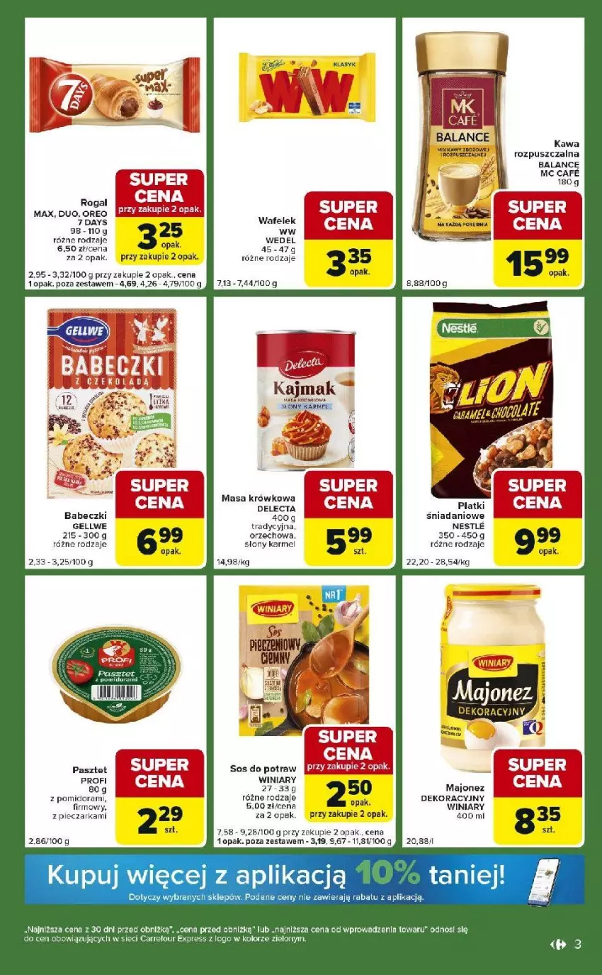 Gazetka promocyjna Carrefour - Gazetka Express - ważna 10.03 do 16.03.2026 - strona 3 - produkty: Babeczki, Danio, Delecta, Fa, Kawa, Kawa rozpuszczalna, Majonez, Masa krówkowa, Oreo, Pasztet, Piec, Pieczarka, Rogal, Sos, Wafelek, Winiary