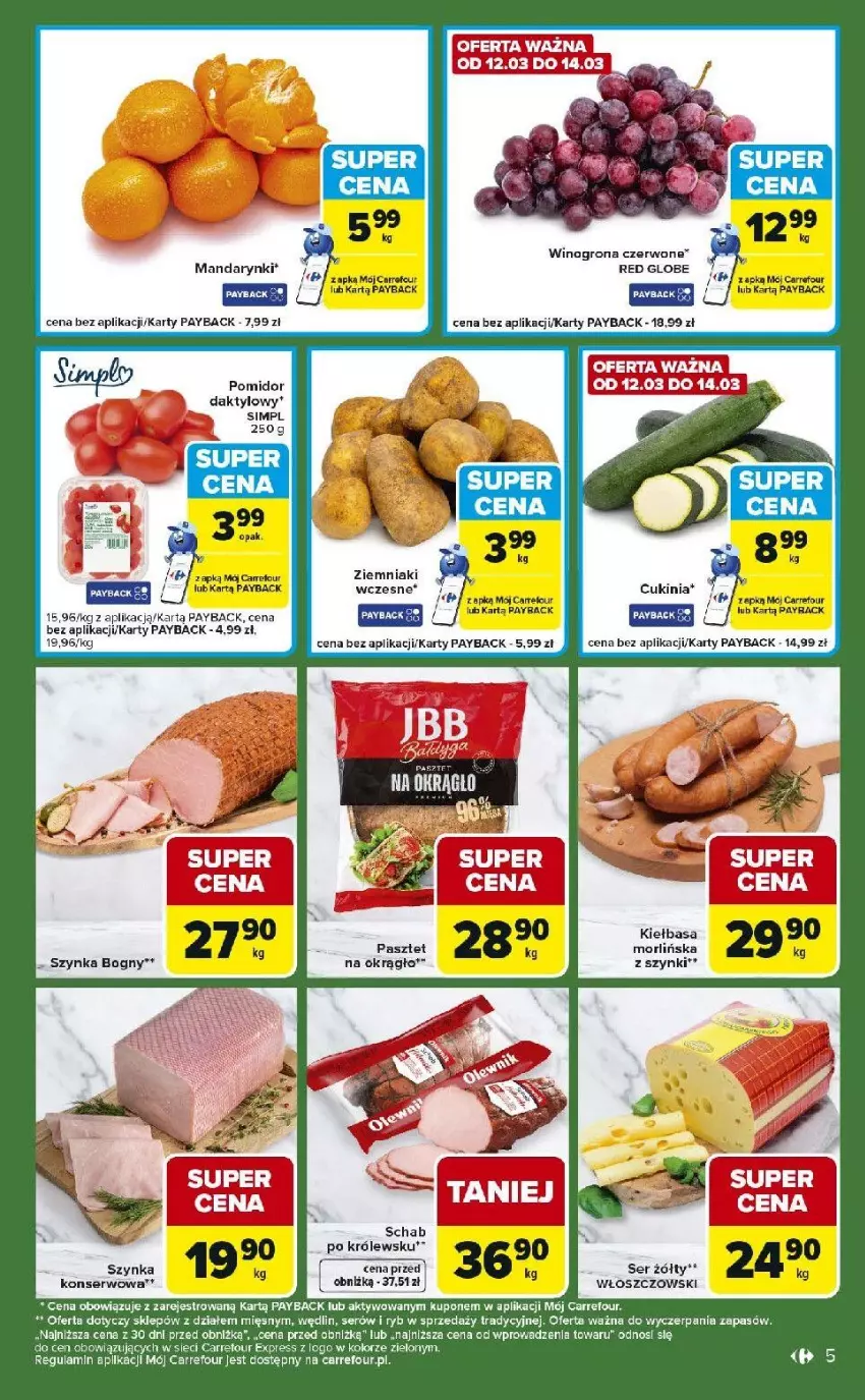Gazetka promocyjna Carrefour - Gazetka Express - ważna 10.03 do 16.03.2026 - strona 5 - produkty: Kiełbasa, Mandarynki, Pasztet, Ser, Ziemniaki