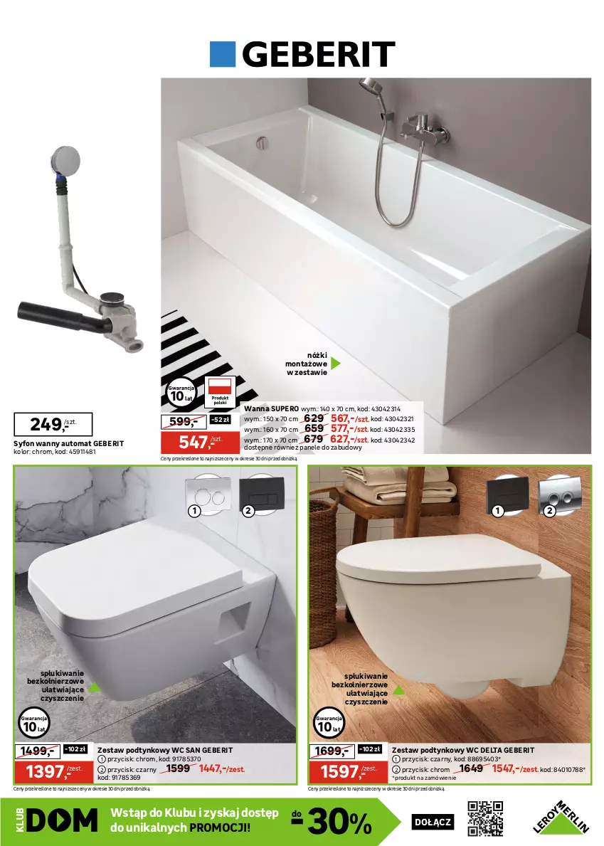 Gazetka promocyjna Leroy Merlin - Gazetka Leroy Merlin - ważna 29.08 do 23.09.2025 - strona 11 - produkty: Kabina prysznicowa, Syfon, Wanna, Zestaw podtynkowy WC