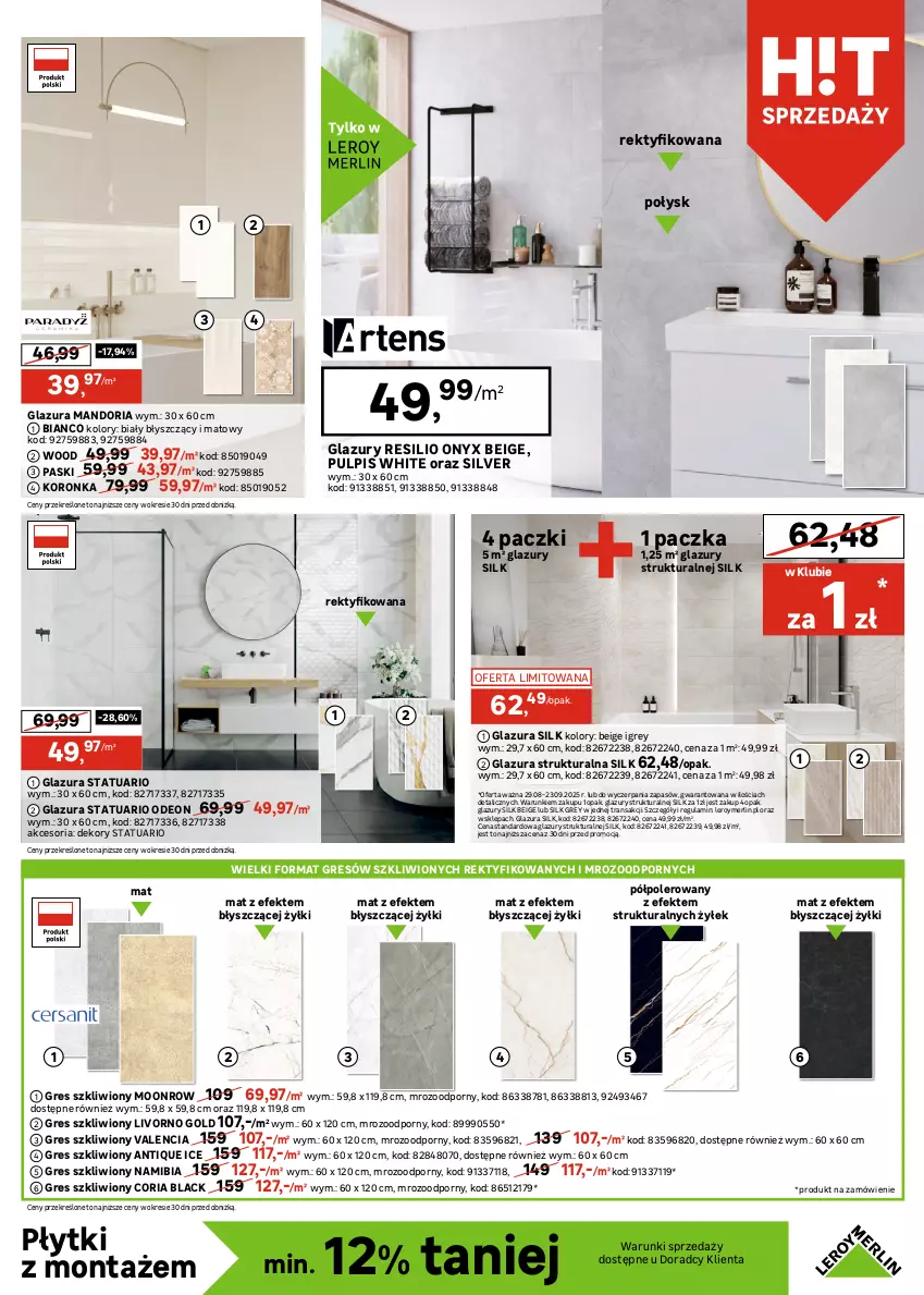 Gazetka promocyjna Leroy Merlin - Gazetka Leroy Merlin - ważna 29.08 do 23.09.2025 - strona 5 - produkty: Glazura, Gres, Gres szkliwiony, Lack, Lazur, Por, Top, Tran