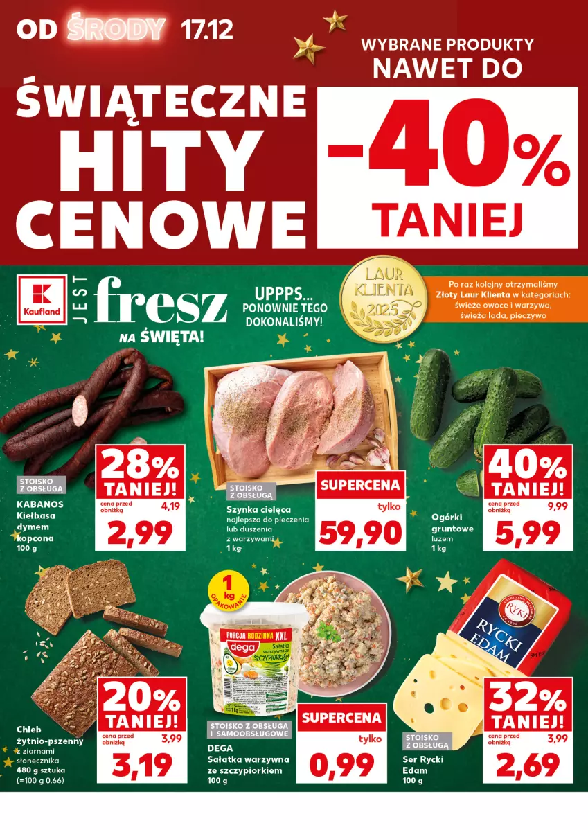 Gazetka promocyjna Kaufland - Mocny Start - ważna 22.12 do 23.12.2025 - strona 10 - produkty: Edam, Kabanos, Laur, Olej, Owoce, Piec, Pieczywo, Sałat, Sałatka, Sałatka warzywna, Ser, Szynka, Warzywa