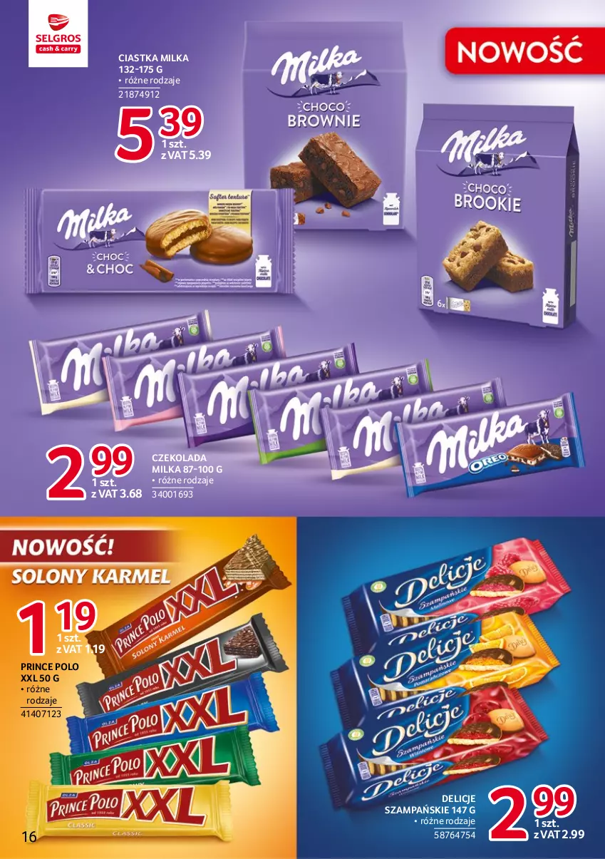 Gazetka promocyjna Selgros - Katalog Markowe Produkty - ważna 20.04 do 02.05.2023 - strona 16 - produkty: Ciastka, Czekolada, Delicje, Milka, Prince Polo