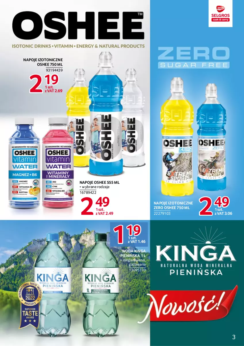 Gazetka promocyjna Selgros - Katalog Markowe Produkty - ważna 20.04 do 02.05.2023 - strona 3 - produkty: Napoje, Oshee, Woda