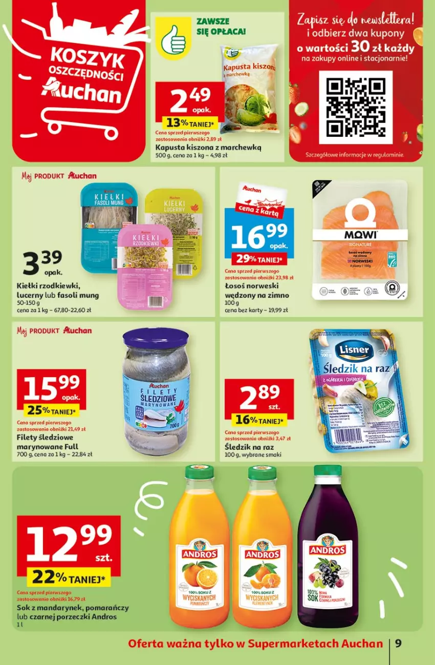 Gazetka promocyjna Auchan - Gazetka Oferty tygodnia! Supermarket Auchan - ważna 11.04 do 17.04.2024 - strona 9 - produkty: Fa, Fasoli mung, Kiełki, Por, Sok