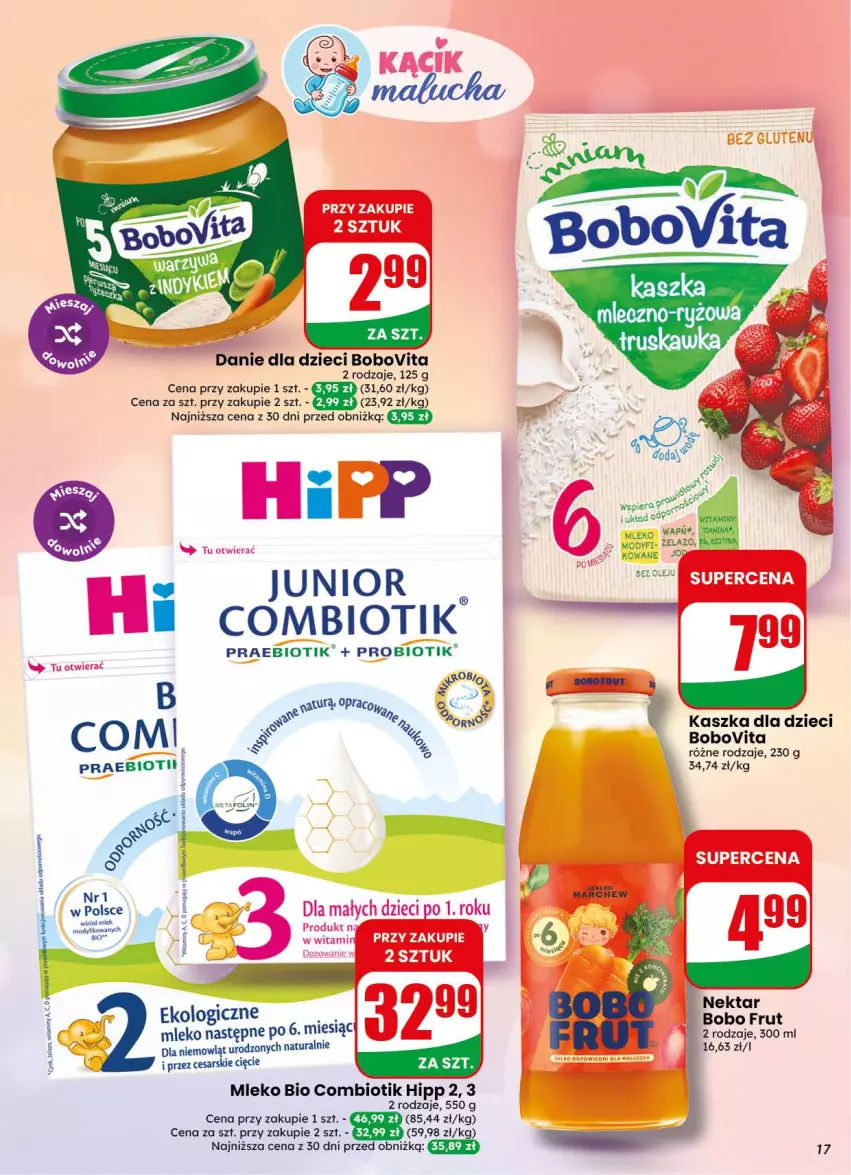 Gazetka promocyjna Dino - Gazetka 38 / 2026 - ważna 16.09 do 22.09.2026 - strona 17 - produkty: Bobofrut, BoboVita, Danie dla dzieci, Dzieci, HiPP, Mleko, Nektar, O nas, Por, Ryż