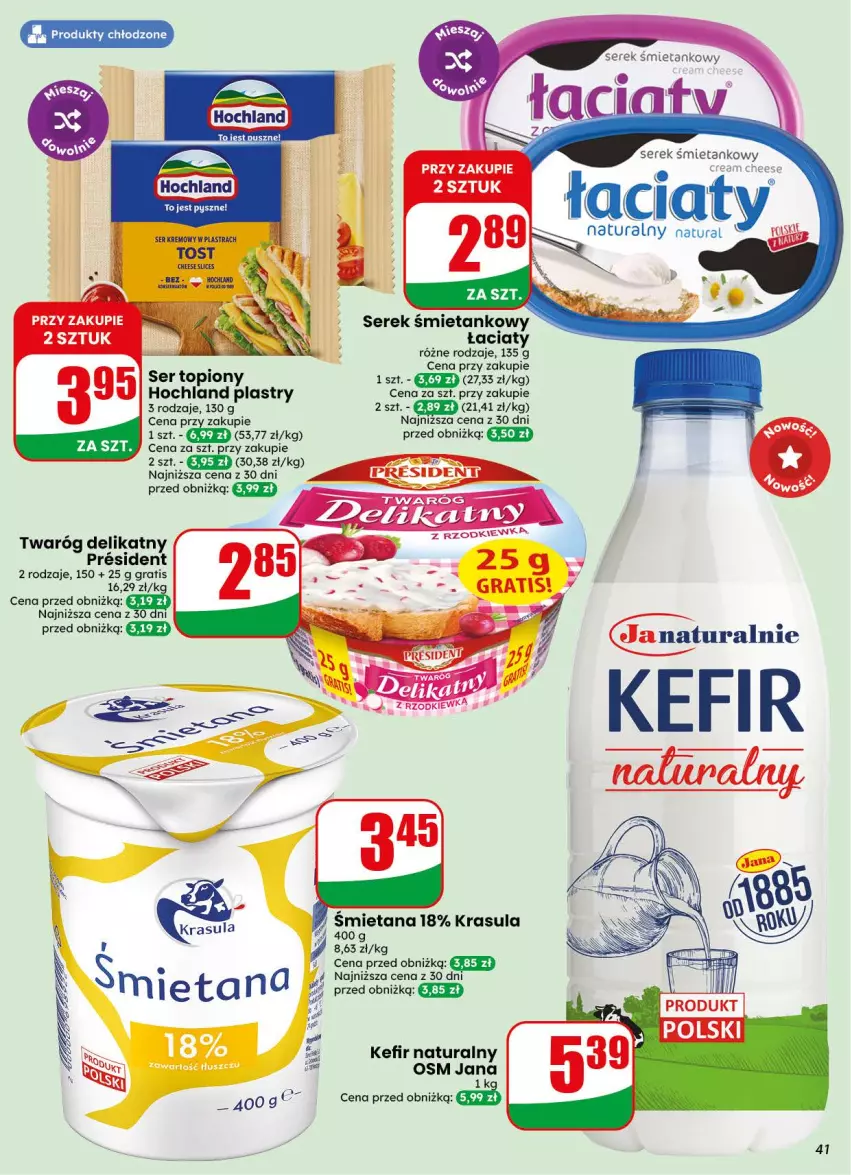Gazetka promocyjna Dino - Gazetka 38 / 2026 - ważna 16.09 do 22.09.2026 - strona 41 - produkty: Gra, Hochland, Kefir, Kefir naturalny, Rzodkiewka, Ser, Ser topiony, Serek, Top, Twaróg, Twaróg delikatny