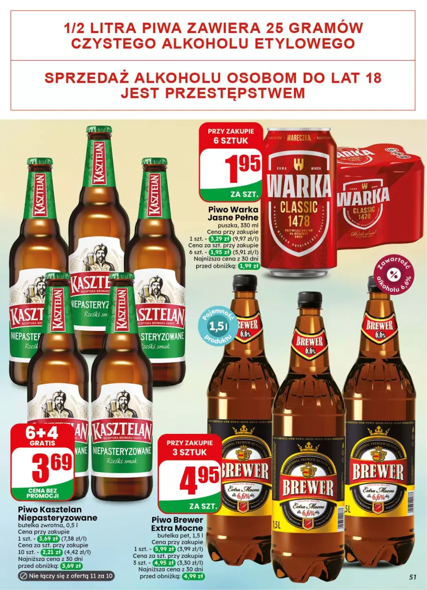 Gazetka promocyjna Dino - Gazetka 38 / 2026 - ważna 16.09 do 22.09.2026 - strona 51 - produkty: Kasztelan, Piwo, Warka