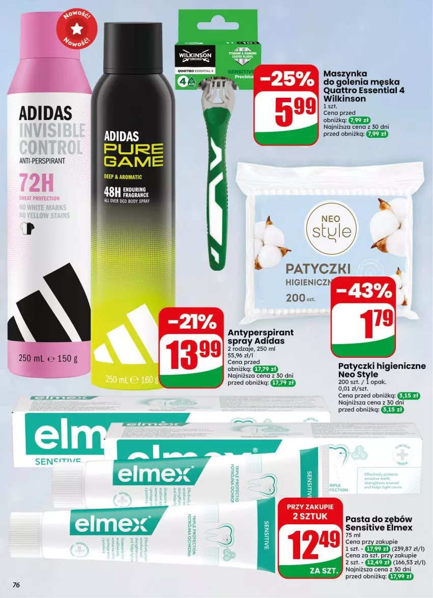 Gazetka promocyjna Dino - Gazetka 38 / 2026 - ważna 16.09 do 22.09.2026 - strona 76 - produkty: Adidas, Antyperspirant, Elmex, Gra, Maszynka, Maszynka do golenia, Pasta do zębów, Szynka