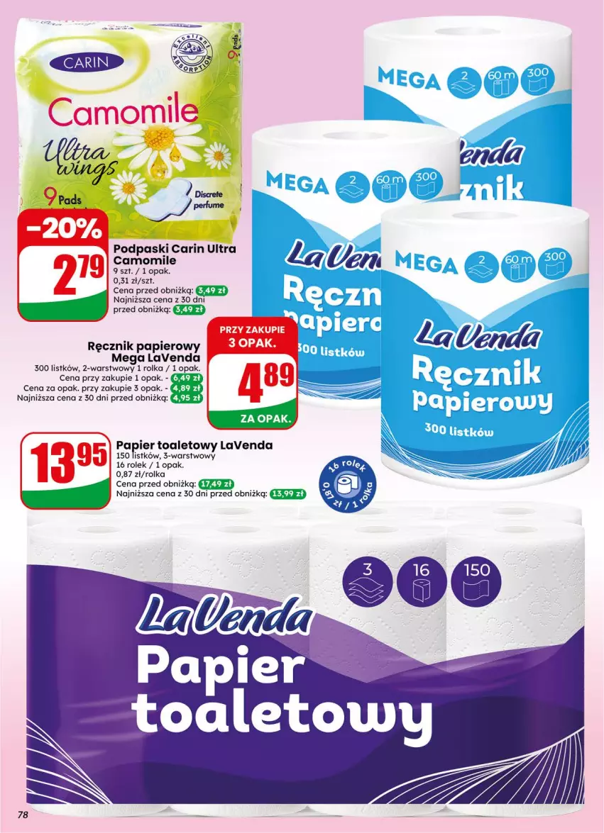 Gazetka promocyjna Dino - Gazetka 38 / 2026 - ważna 16.09 do 22.09.2026 - strona 78 - produkty: Papier, Papier toaletowy, Podpaski, Ręcznik