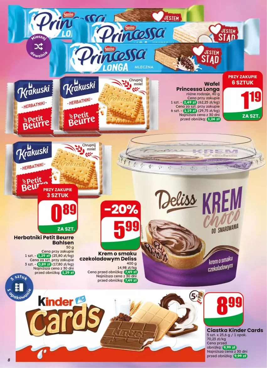 Gazetka promocyjna Dino - Gazetka 38 / 2026 - ważna 16.09 do 22.09.2026 - strona 8 - produkty: Ciastka, Deliss, Herbatniki, Herbatniki Petit Beurre, Kinder, Princessa