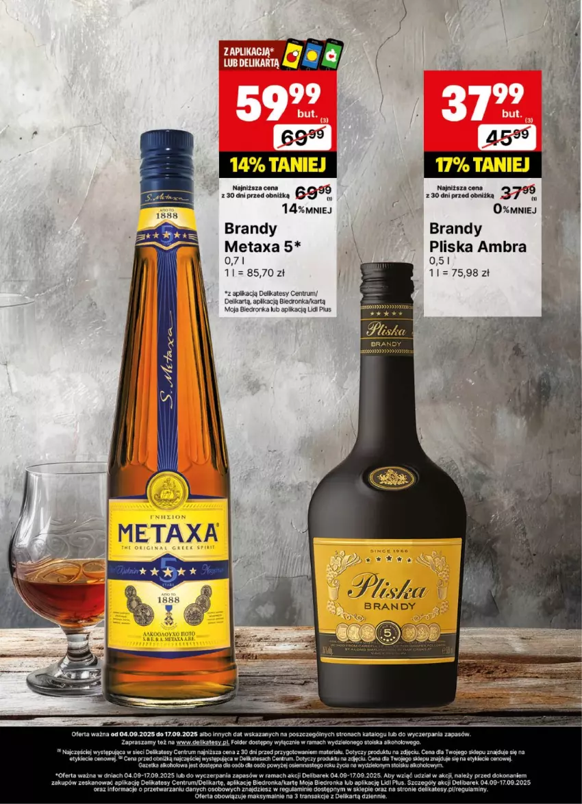 Gazetka promocyjna Delikatesy Centrum - Delibarek DC36-DC37 - ważna 04.09 do 17.09.2025 - strona 24 - produkty: Brandy, Metaxa, Pliska, Rama, Rum, Tran