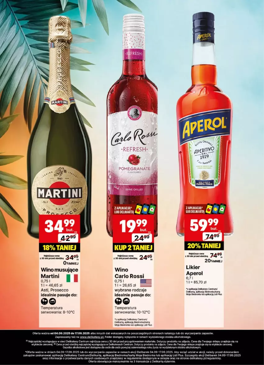 Gazetka promocyjna Delikatesy Centrum - Delibarek DC36-DC37 - ważna 04.09 do 17.09.2025 - strona 6 - produkty: Carlo Rossi, Likier, Martini, Mus, Prosecco, Rama, Rum, Ser, Tran, Wino, Wino musujące