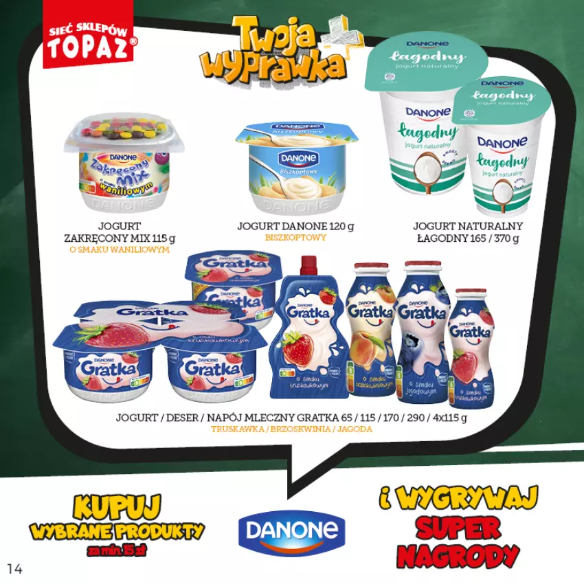 Gazetka promocyjna Topaz - Gazetka - ważna 16.08 do 16.10.2022 - strona 14 - produkty: Deser, Gra, Gry, Jogurt, Jogurt naturalny, Napój, Napój mleczny, Ser