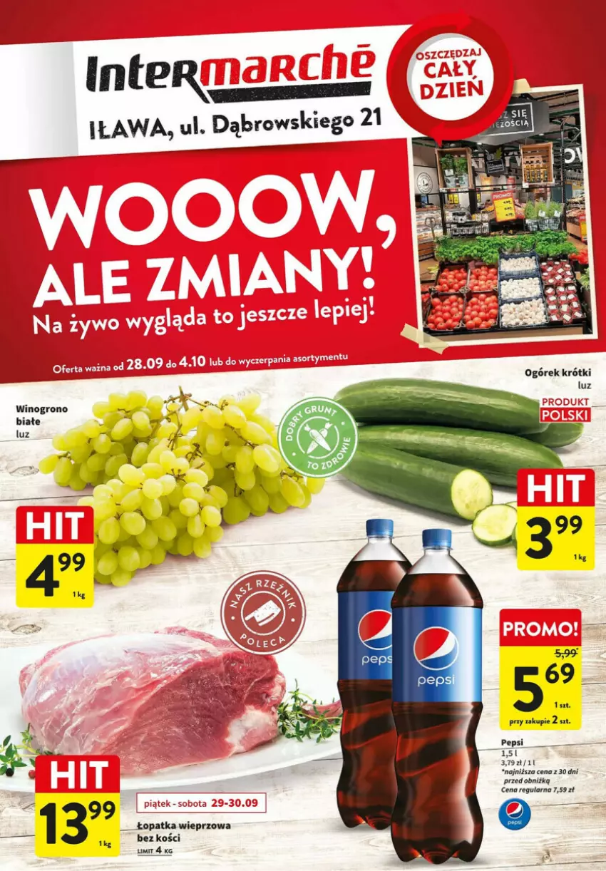 Gazetka promocyjna Intermarche - ważna 28.09 do 04.10.2023 - strona 1 - produkty: Ogórek, Pepsi, Wino