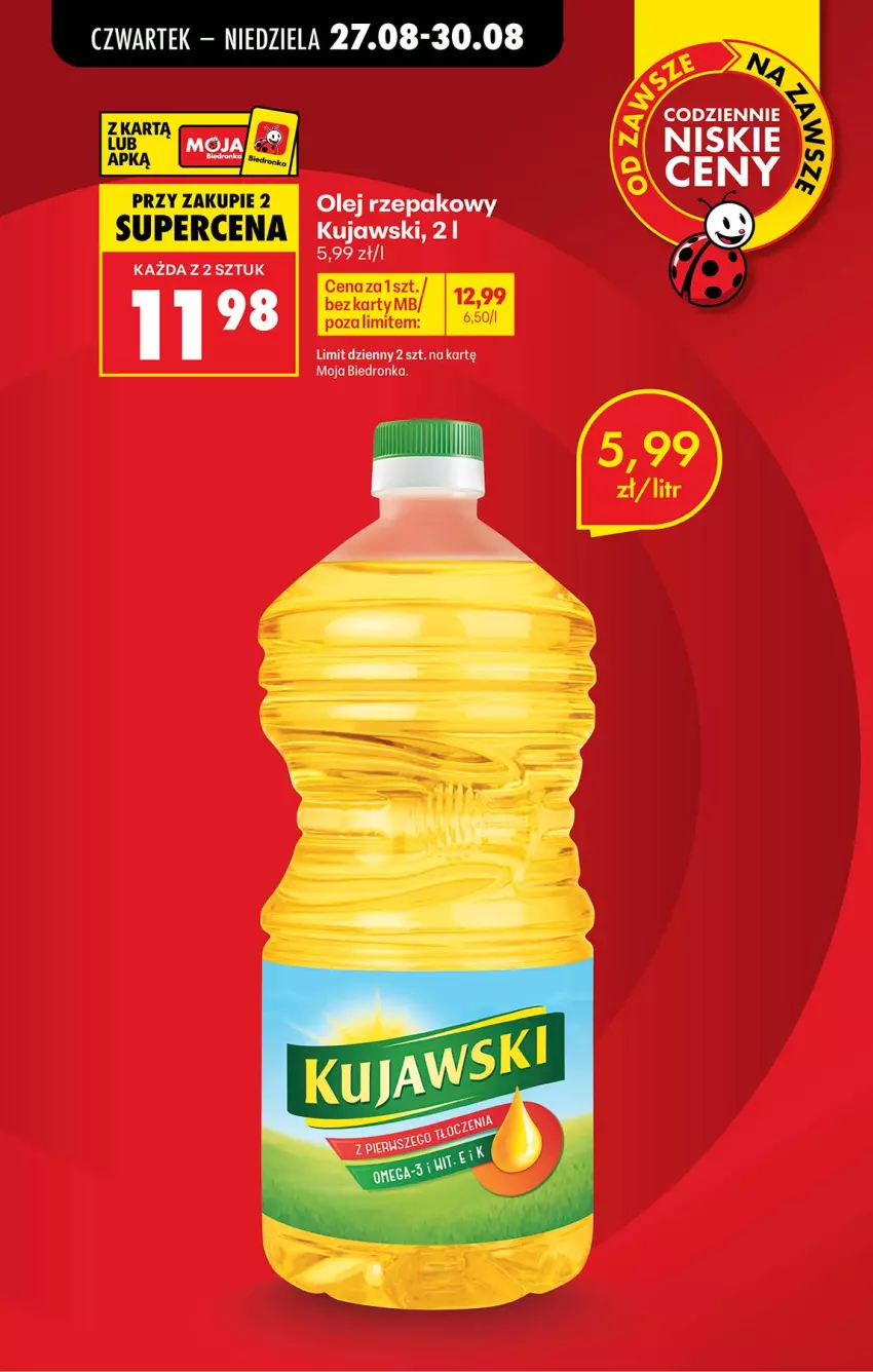 Gazetka promocyjna Biedronka - Od Czwartku - ważna 27.08 do 02.09.2026 - strona 11 - produkty: Kujawski, Olej, Olej rzepakowy