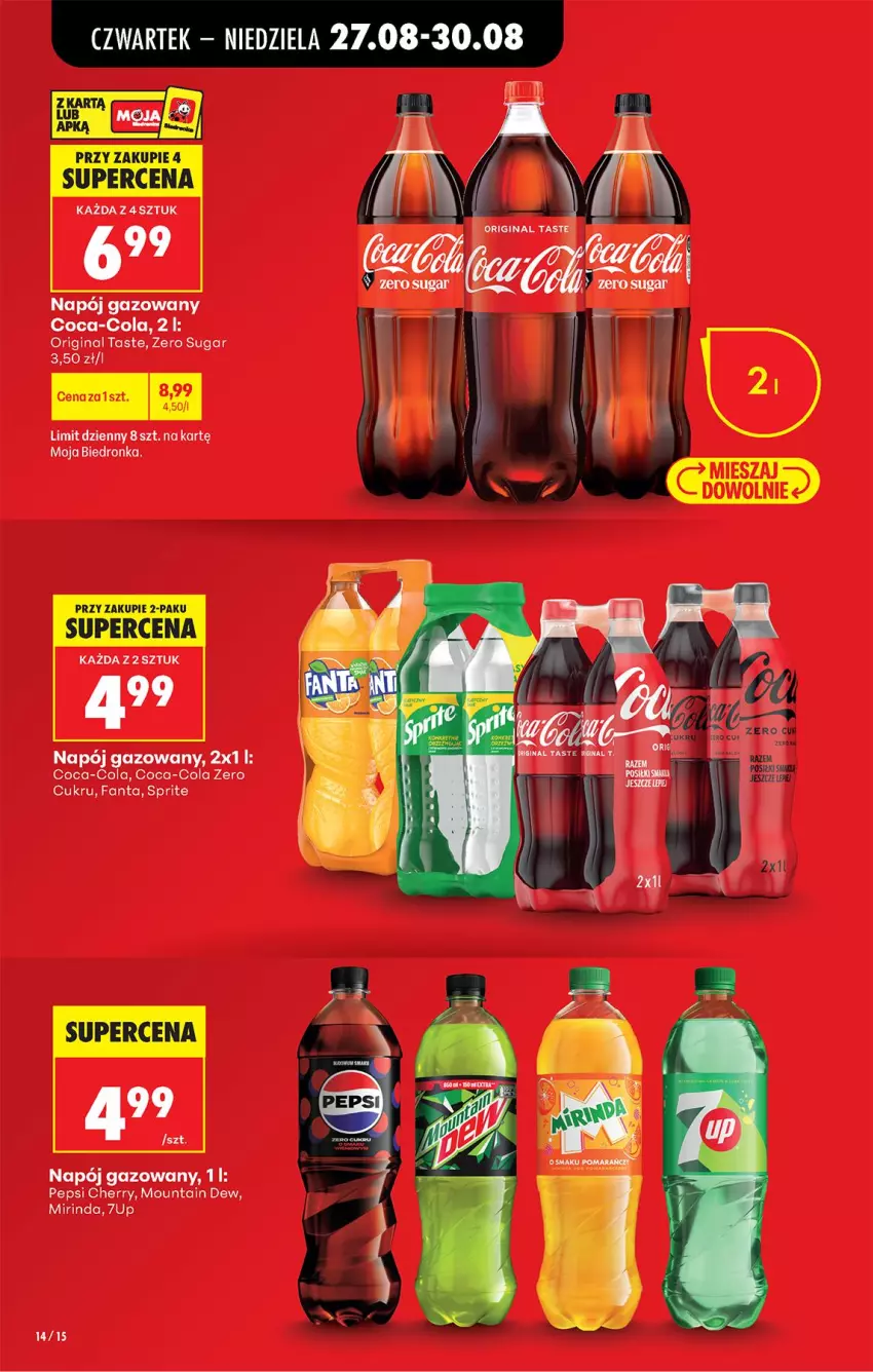 Gazetka promocyjna Biedronka - Od Czwartku - ważna 27.08 do 02.09.2026 - strona 16 - produkty: Coca-Cola, Fa, Fanta, Gin, Mirinda, Napój, Napój gazowany, Pepsi, Sprite