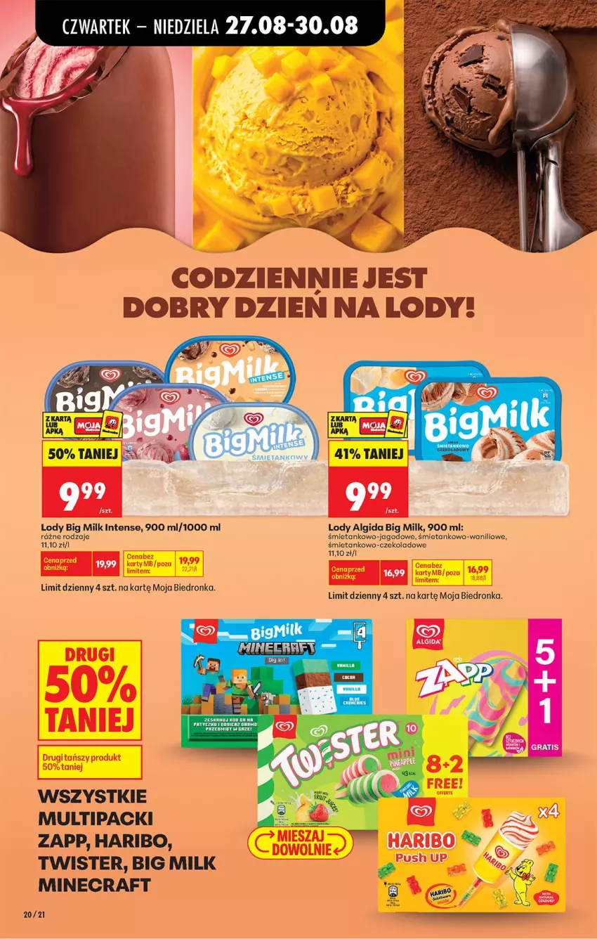 Gazetka promocyjna Biedronka - Od Czwartku - ważna 27.08 do 02.09.2026 - strona 22 - produkty: Algida, Big Milk, Fa, Haribo, HP, LG, Lody, Minecraft