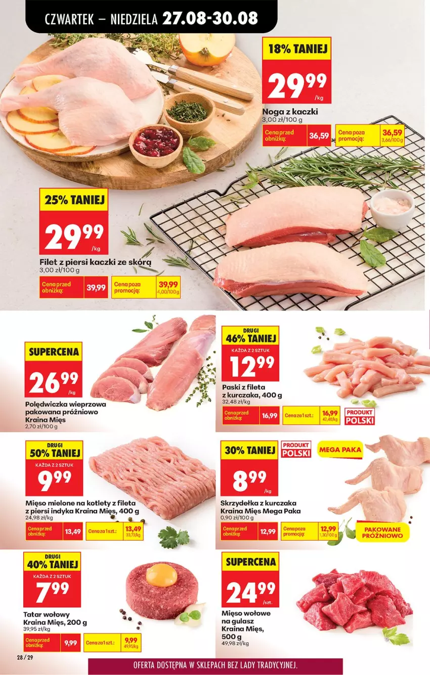 Gazetka promocyjna Biedronka - Od Czwartku - ważna 27.08 do 02.09.2026 - strona 36 - produkty: Filet z piersi kaczki, Kotlet, Kurczak, Mięso, Mięso mielone, Mięso wołowe, Noga z kaczki, Polędwiczka wieprzowa, Skrzydełka z kurczaka, Tatar wołowy