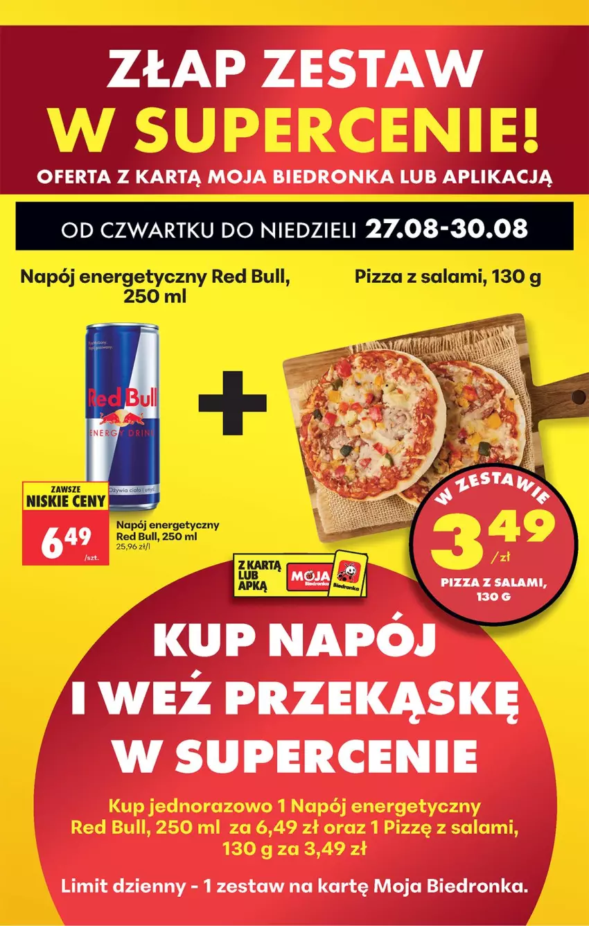 Gazetka promocyjna Biedronka - Od Czwartku - ważna 27.08 do 02.09.2026 - strona 46 - produkty: Napój, Napój energetyczny, Pizza, Red Bull, Salami