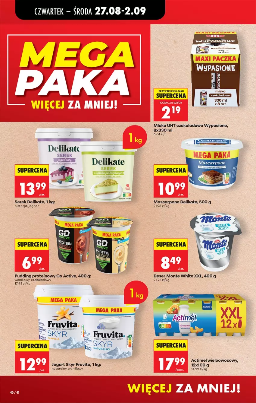 Gazetka promocyjna Biedronka - Od Czwartku - ważna 27.08 do 02.09.2026 - strona 54 - produkty: Actimel, Deser, Jogurt, Mascarpone, Mleko, Monte, Pudding, Ser, Serek