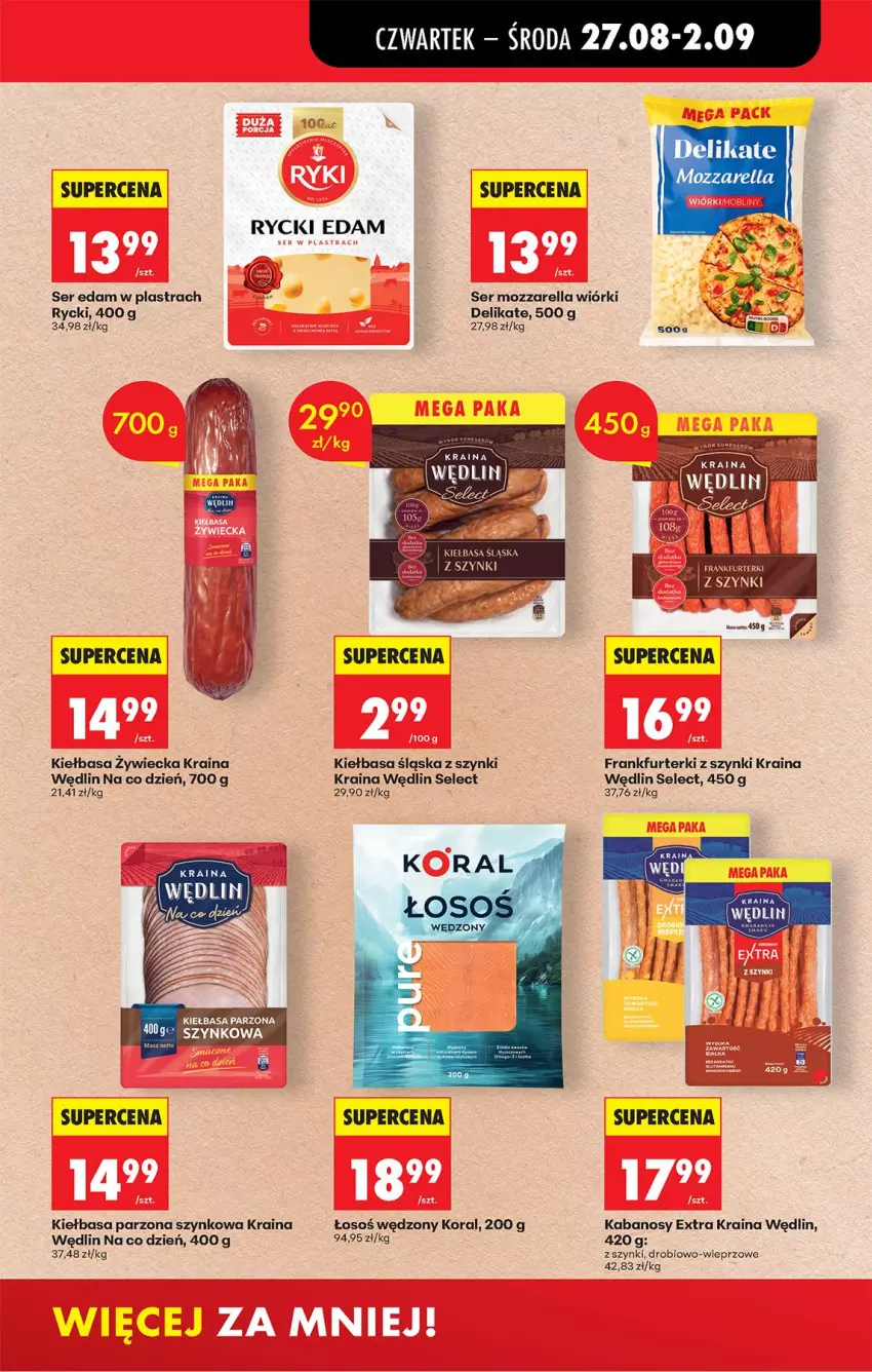 Gazetka promocyjna Biedronka - Od Czwartku - ważna 27.08 do 02.09.2026 - strona 55 - produkty: Edam, Frankfurterki, Kabanos, Kiełbasa, Kiełbasa śląska, Mozzarella, Rycki Edam, Ser