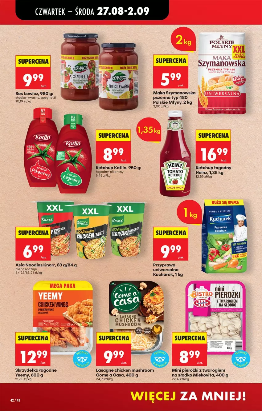 Gazetka promocyjna Biedronka - Od Czwartku - ważna 27.08 do 02.09.2026 - strona 56 - produkty: Heinz, Ketchup, Knorr, Kotlin, Kucharek, Lasagne, Mąka, Mleko, Mlekovita, Mus, Polskie Młyny, Przyprawa uniwersalna, Sos, Spaghetti