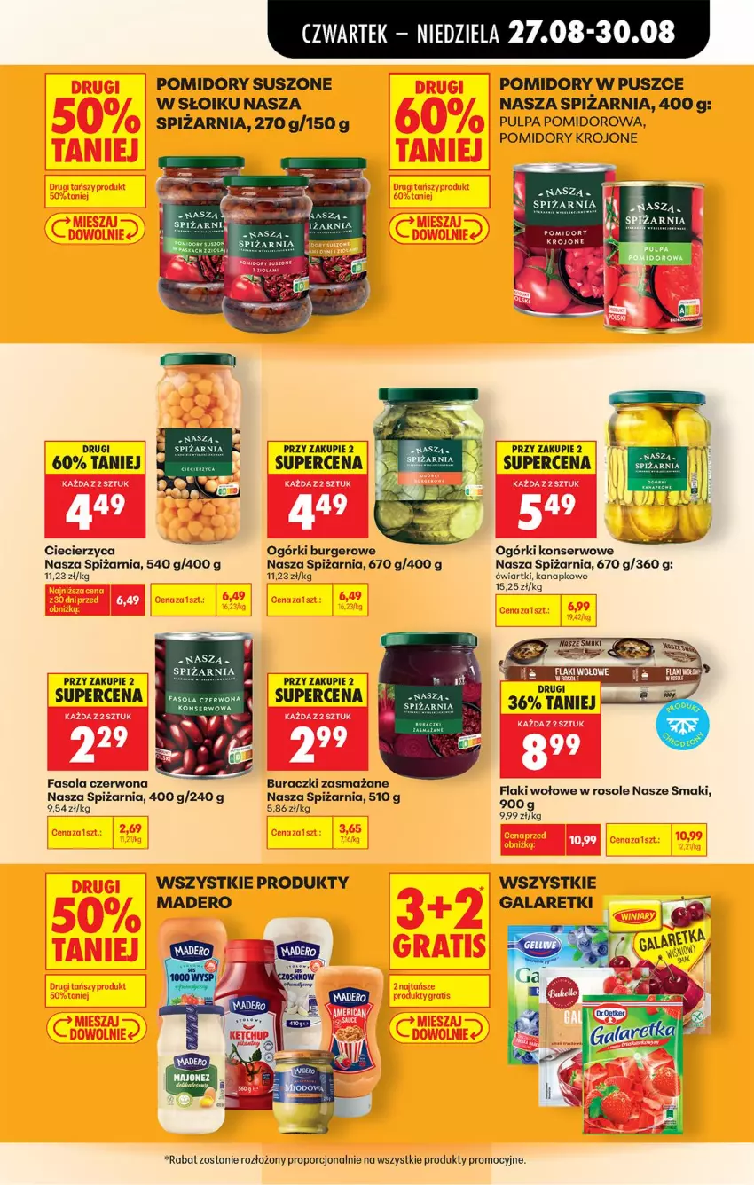 Gazetka promocyjna Biedronka - Od Czwartku - ważna 27.08 do 02.09.2026 - strona 63 - produkty: Buraczki, Burger, Fa, Fasola, Flaki, Flaki wołowe, Gala, Galaretki, Majonez, Pomidory, Pomidory krojone, Por, Pulpa pomidorowa