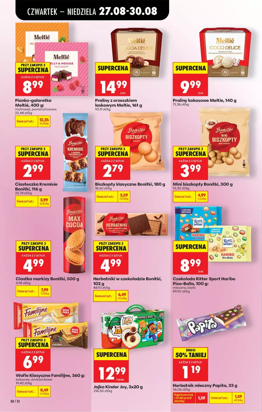 Gazetka promocyjna Biedronka - Od Czwartku - ważna 27.08 do 02.09.2026 - strona 64 - produkty: Biszkopty, Bonitki, Ciastka, Czekolada, Fa, Gala, Haribo, Herbatniki, Kakao, Kinder, Kokos, Orzeszki, Pico-Balla, Piec, Por, Praliny, Ritter Sport, Sport, Wafle