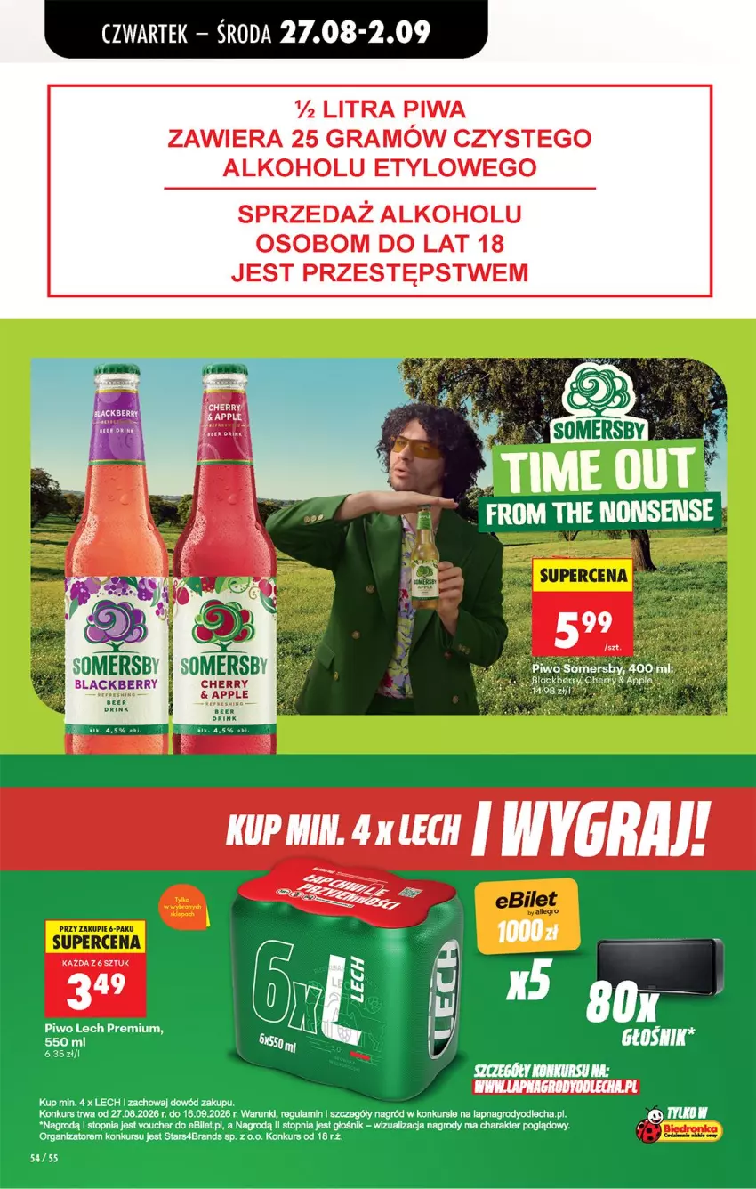 Gazetka promocyjna Biedronka - Od Czwartku - ważna 27.08 do 02.09.2026 - strona 70 - produkty: Głośnik, Gra, Lack, Lech Premium, Piwa, Piwo, Somersby, Top