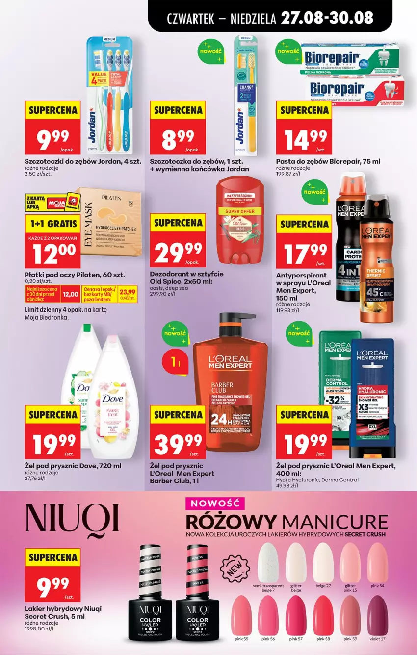 Gazetka promocyjna Biedronka - Od Czwartku - ważna 27.08 do 02.09.2026 - strona 75 - produkty: Antyperspirant, Biorepair, Control, Dezodorant, Dove, Gra, Lakier, Lakier hybrydowy, Niuqi, Old Spice, Pasta do zębów, Pizza, Por, Szczoteczka, Szczoteczka do zębów, Tran