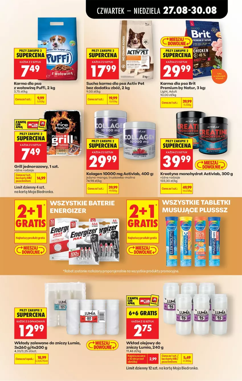 Gazetka promocyjna Biedronka - Od Czwartku - ważna 27.08 do 02.09.2026 - strona 83 - produkty: Brit, Gra, Grill, Kolagen, Mango, Olej, Puf, Sucha karma, Wkład olejowy, Znicz