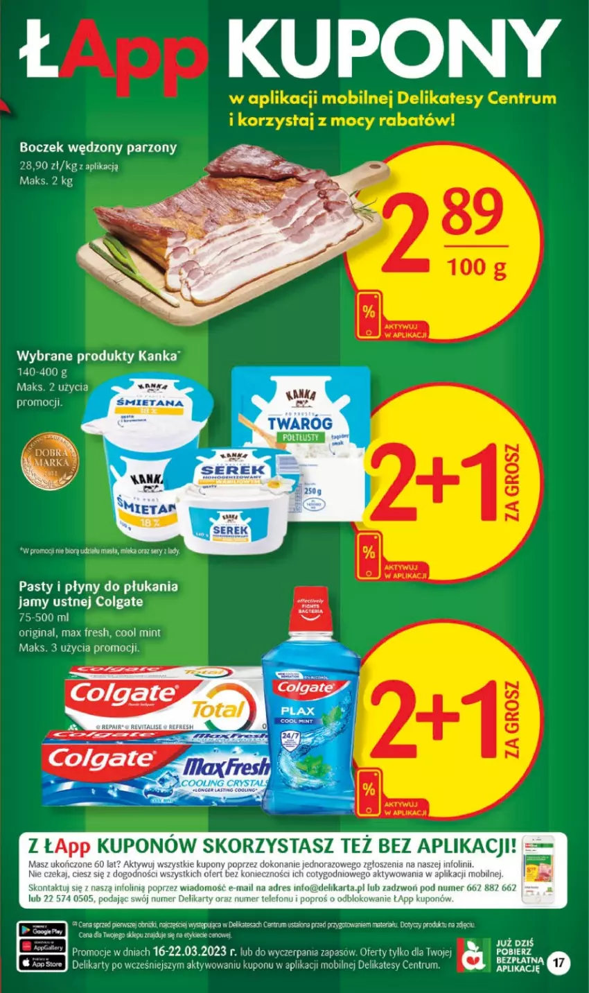 Gazetka promocyjna Delikatesy Centrum - Gazetka DC11 - ważna 16.03 do 22.03.2023 - strona 17 - produkty: Boczek, Colgate, Dres, Gin, LG, Mobil, Rum, Telefon