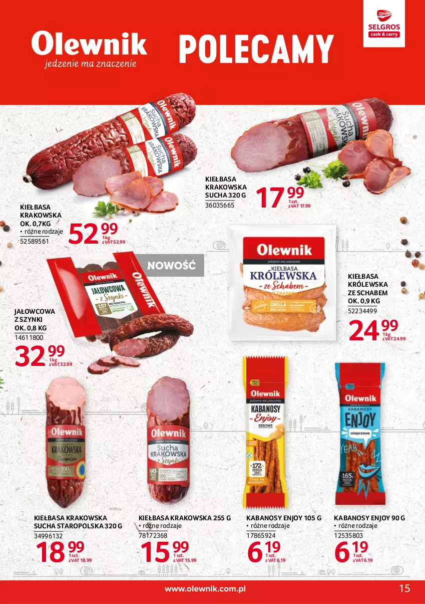 Gazetka promocyjna Selgros - Katalog Markowe Produkty - ważna 22.04 do 31.12.2022 - strona 15 - produkty: Kabanos, Kiełbasa, Kiełbasa krakowska