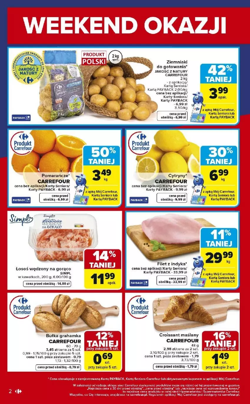 Gazetka promocyjna Carrefour - Gazetka Weekend okazji już od piątku! - ważna 02.01 do 03.01.2026 - strona 2 - produkty: Bułka, Croissant, Cytryny, Fa, Kawa, Pomarańcze, Ser, Ziemniaki