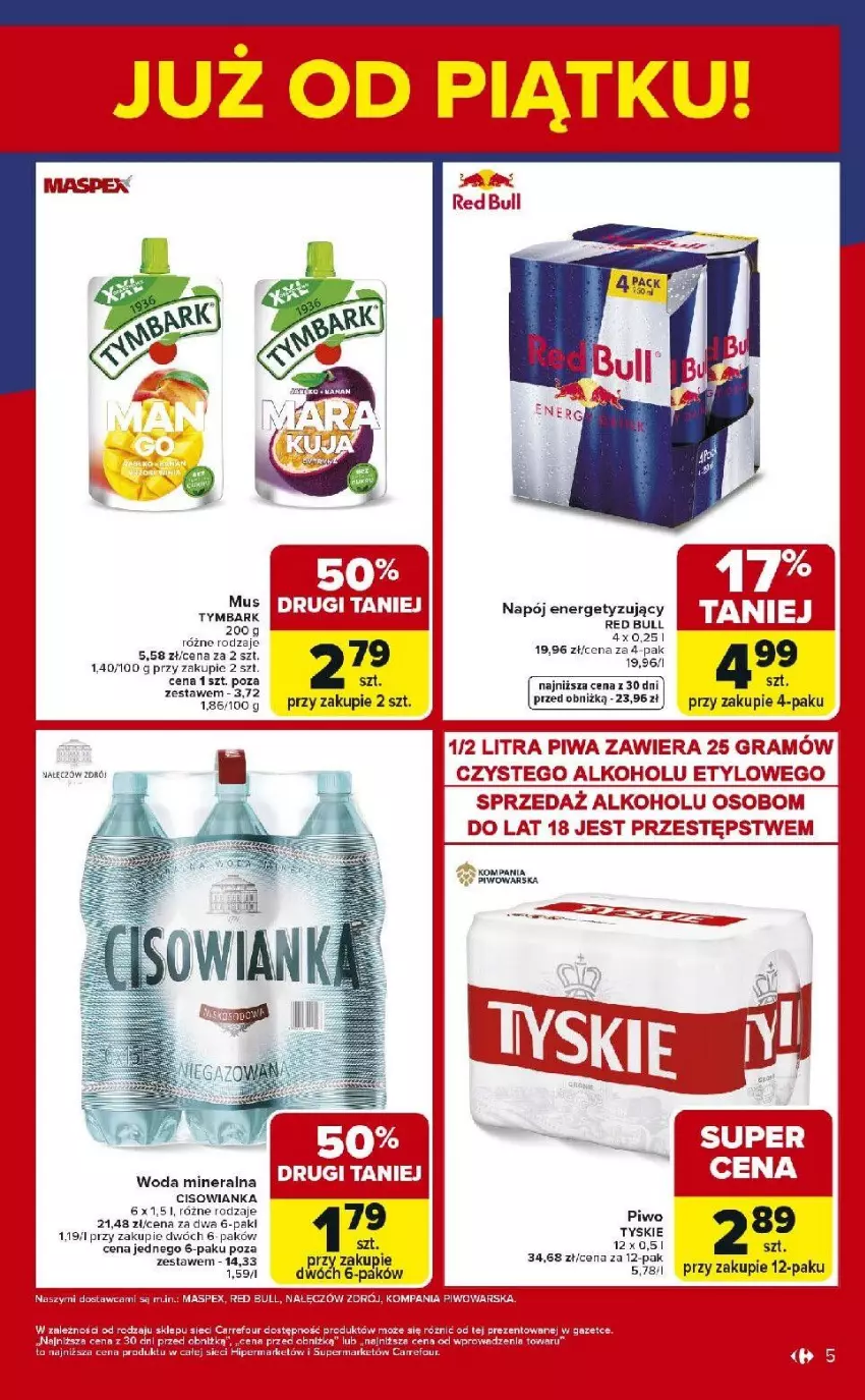 Gazetka promocyjna Carrefour - Gazetka Weekend okazji już od piątku! - ważna 02.01 do 03.01.2026 - strona 5 - produkty: Cisowianka, Fa, Gra, Napój, Piwa, Piwo, Tyskie, Woda, Woda mineralna