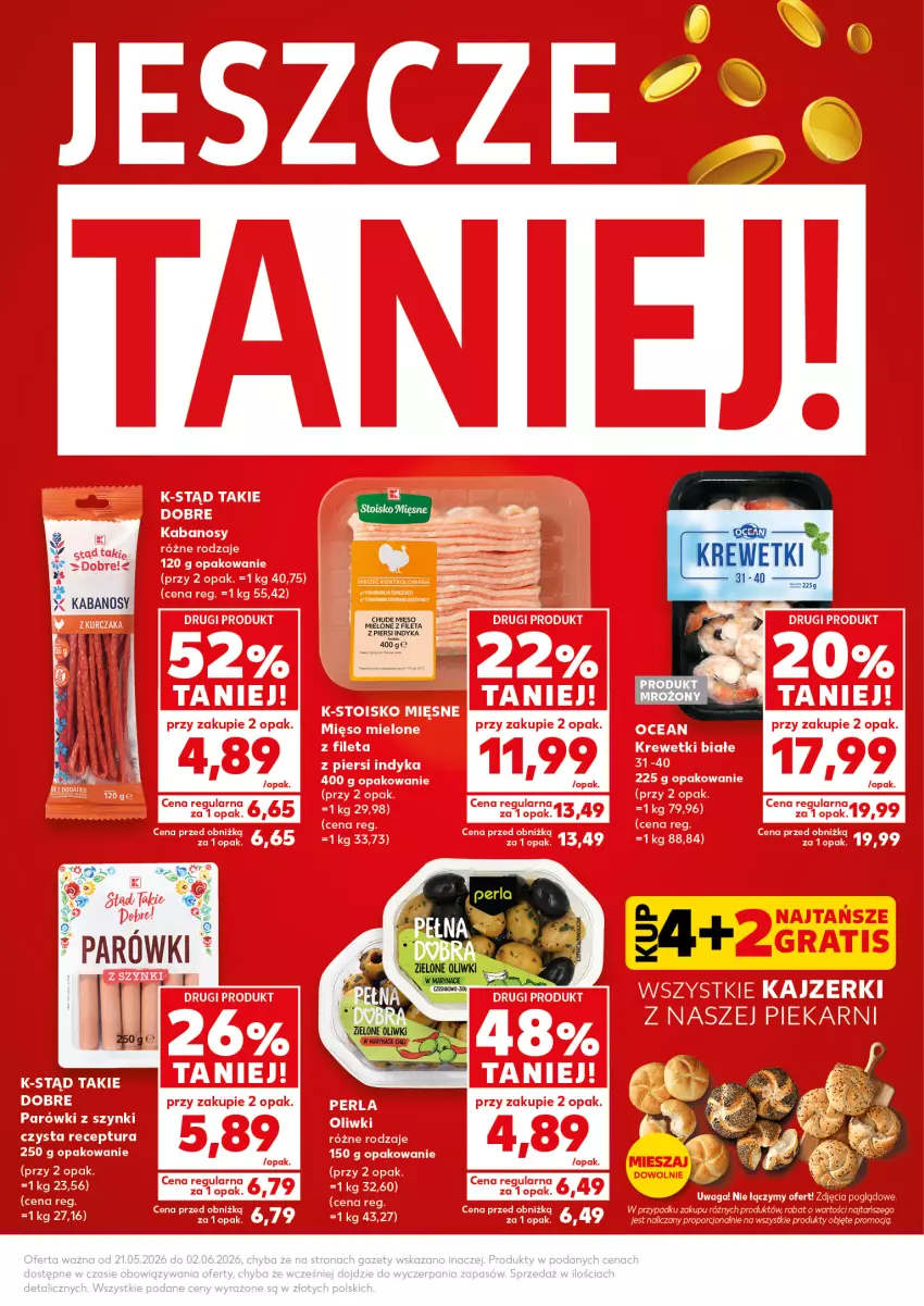 Gazetka promocyjna Kaufland - Kaufland - ważna 21.05 do 02.06.2026 - strona 5 - produkty: Kabanos, Krewetki, Mięso, Mięso mielone, Oliwki, Parówki, Parówki z szynki