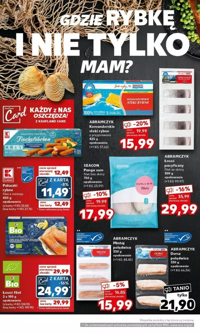 Gazetka promocyjna Kaufland - ważna 23.10 do 25.10.2023 - strona 4 - produkty: Dorsz, Fa, Filet z mintaja, LG, Mintaj, Paluszki rybne, Panga, Stek