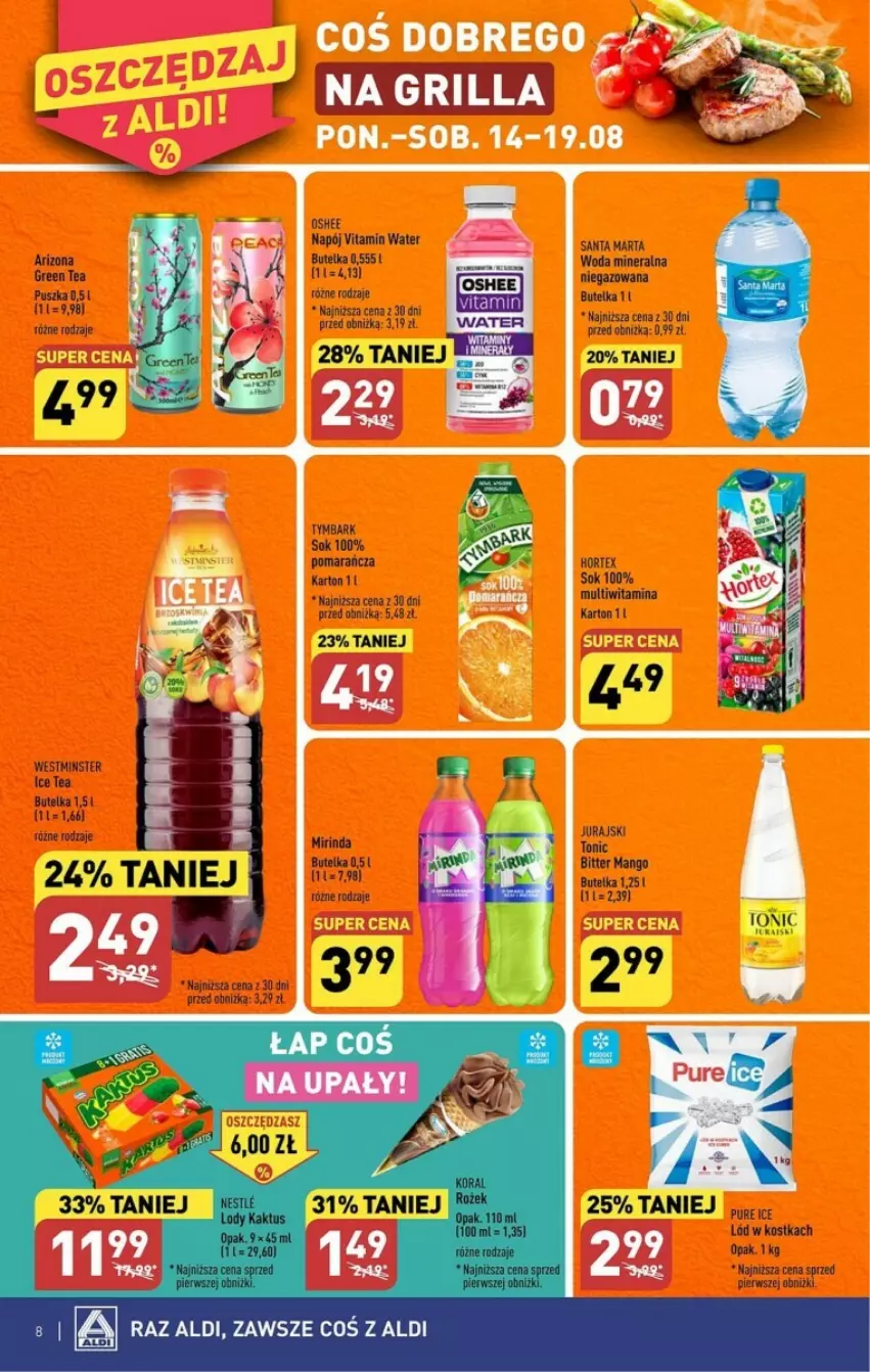 Gazetka promocyjna Aldi - ważna 14.08 do 19.08.2023 - strona 40 - produkty: Ice tea, Mango, Sok, Tymbark, Woda, Woda mineralna