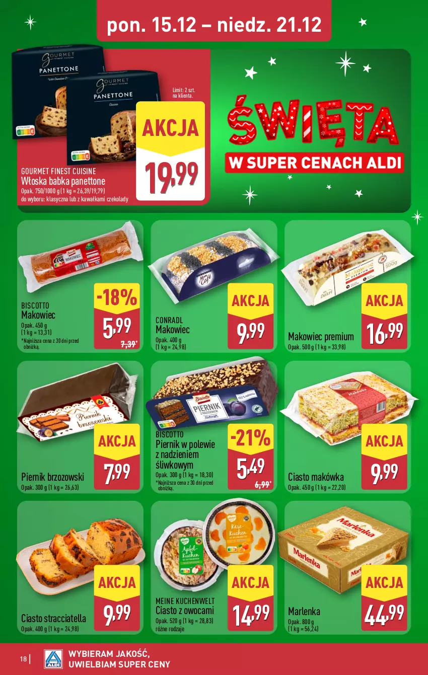 Gazetka promocyjna Aldi - Pełna oferta - ważna 15.12 do 21.12.2025 - strona 18 - produkty: Babka, Kawa, Makowiec, Piernik
