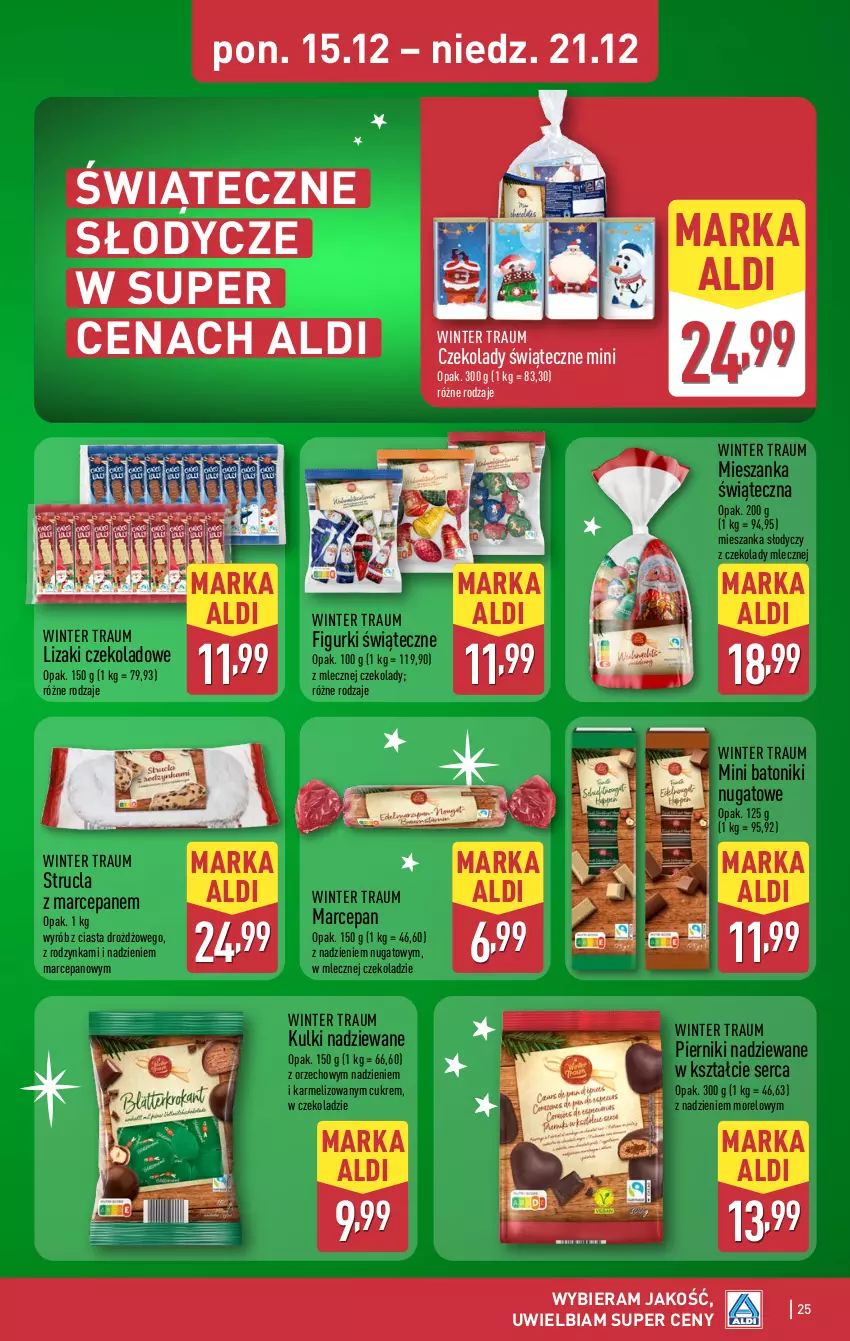 Gazetka promocyjna Aldi - Pełna oferta - ważna 15.12 do 21.12.2025 - strona 25 - produkty: Baton, Lizaki, Lizaki czekoladowe, Piernik, Ser, Strucla, Strucla z marcepanem, Tonik