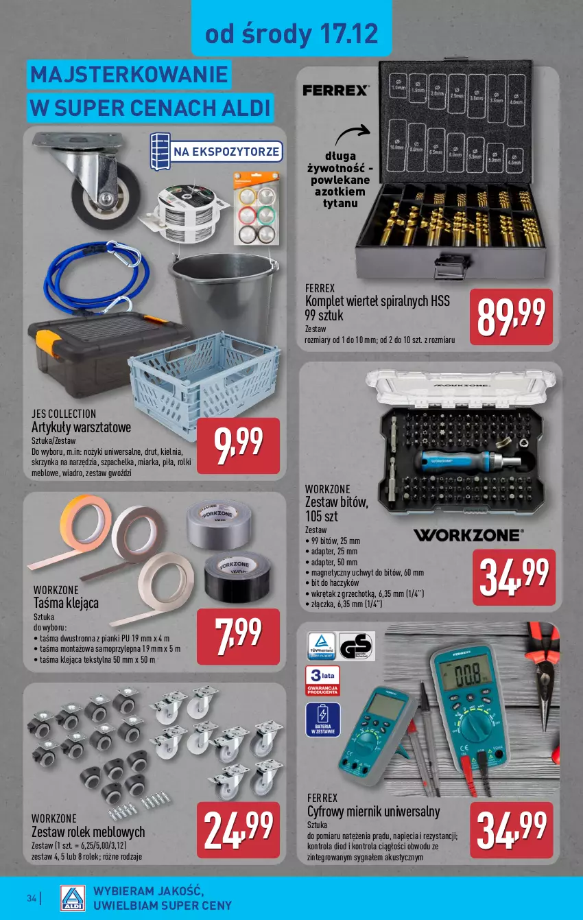 Gazetka promocyjna Aldi - Pełna oferta - ważna 15.12 do 21.12.2025 - strona 34 - produkty: Haczyk, Klej, Miarka, Mop, Noż, Rolki, Taśma montażowa, Tytan, Wiadro, Wkręt