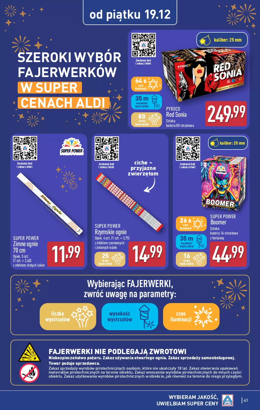 Gazetka promocyjna Aldi - Pełna oferta - ważna 15.12 do 21.12.2025 - strona 41 - produkty: Bateria, Fa, Piec, Rzymskie ognie, Sok, Strzałów