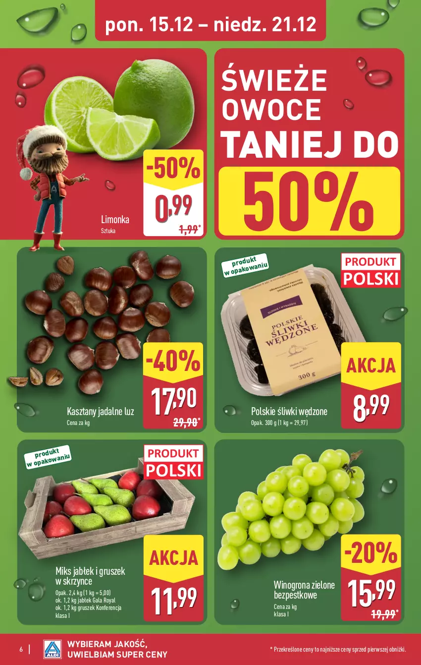 Gazetka promocyjna Aldi - Pełna oferta - ważna 15.12 do 21.12.2025 - strona 6 - produkty: Gala, Limonka, Owoce, Wino, Winogrona